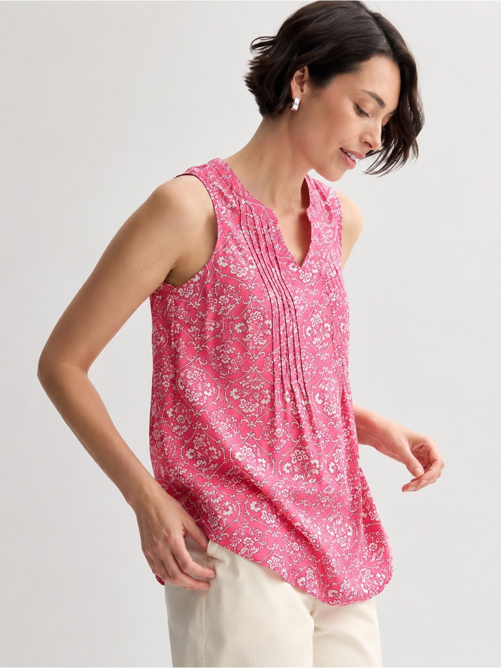 *NWT* Croft & Barrow Pink/White Pleated Tank Top - Size XXL